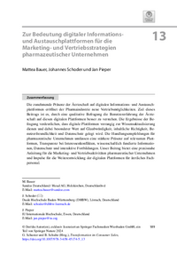 Zur Bedeutung digitaler Informations- und Austauschplattformen für die Marketing- und Vertriebsstrategien pharmazeutischer Unternehmen