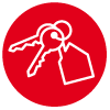 Icon, das einen Schlüsselbund mit einem Haus-Anhänger darstellt